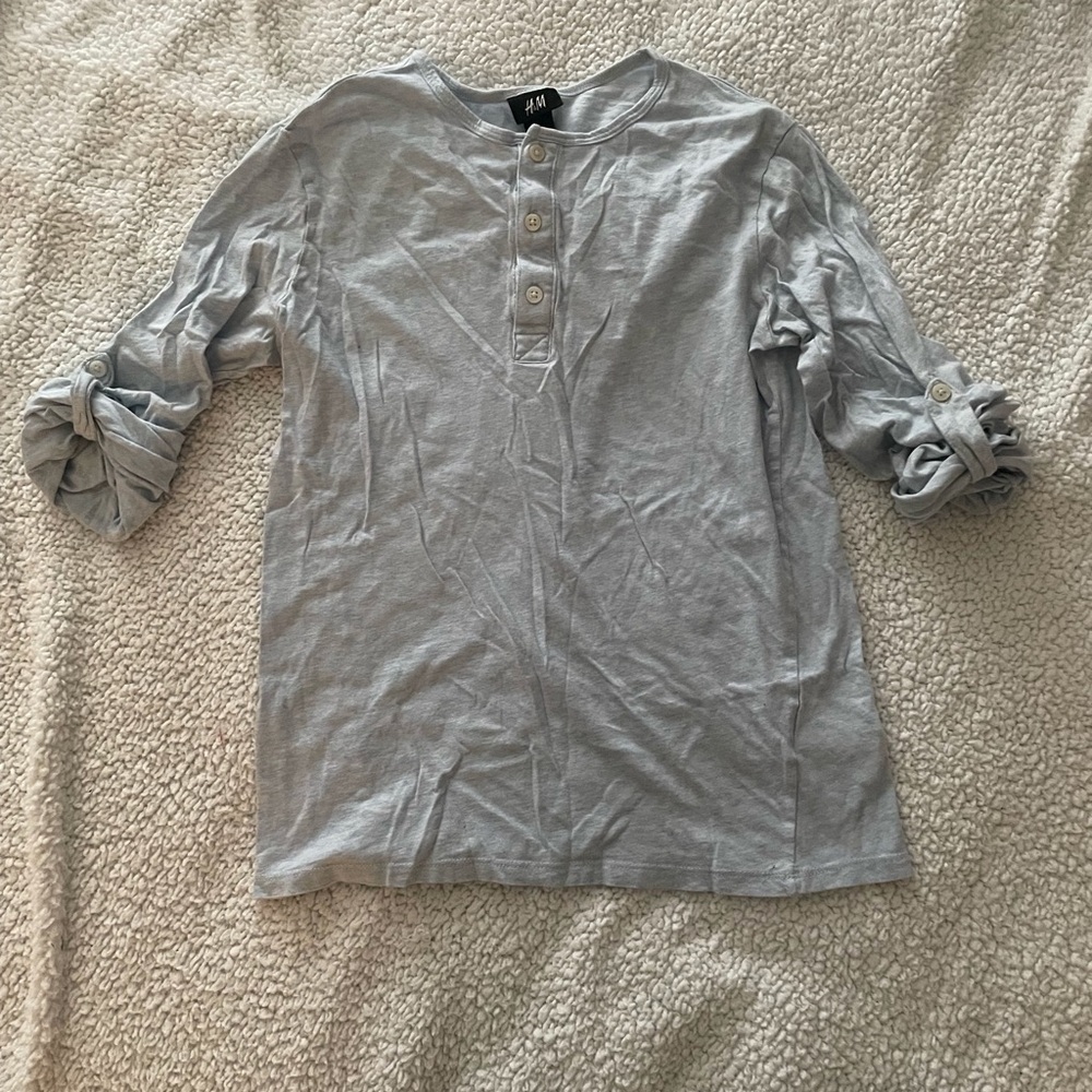 H&M Baby Blue Quarter Sleeve Top